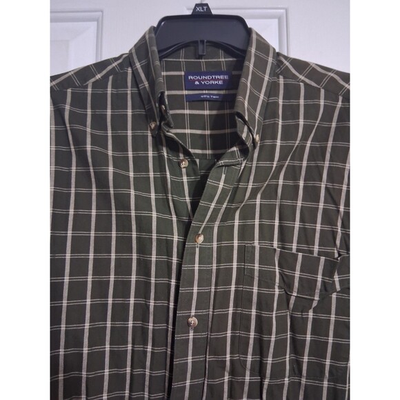Men's Roundtree & Yorke 40's Twill Long Sleeve Button-down Shirt Size L - Picture 3 of 6